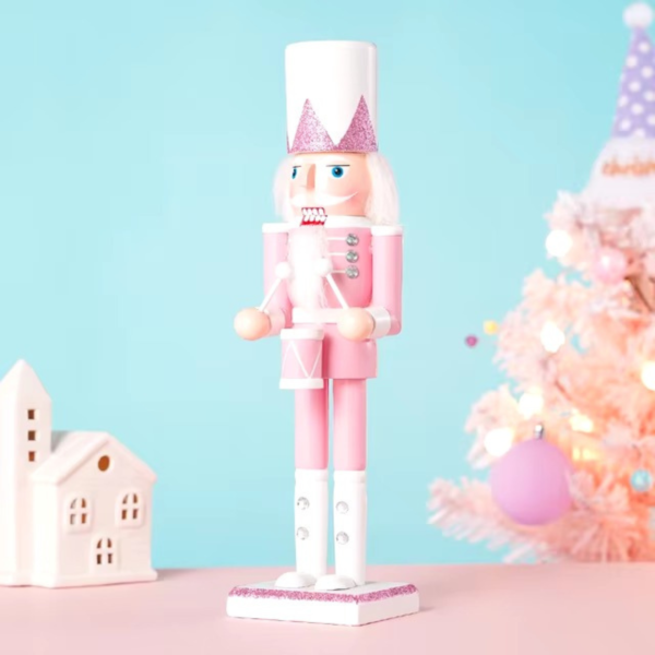 Soldado Cascanueces Tambor Rosado 38cm